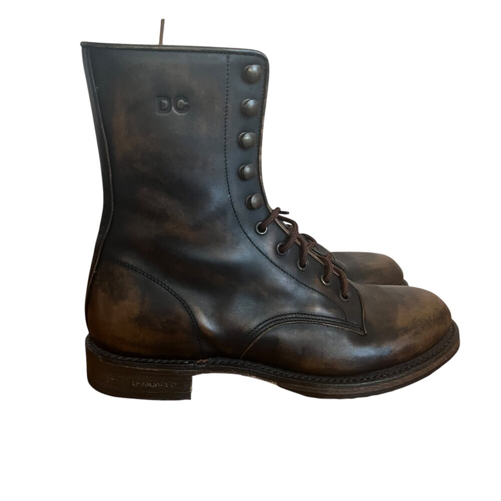 Dsquared2  Brown Leather Lace Up Army Combat Boots Size 40 EU